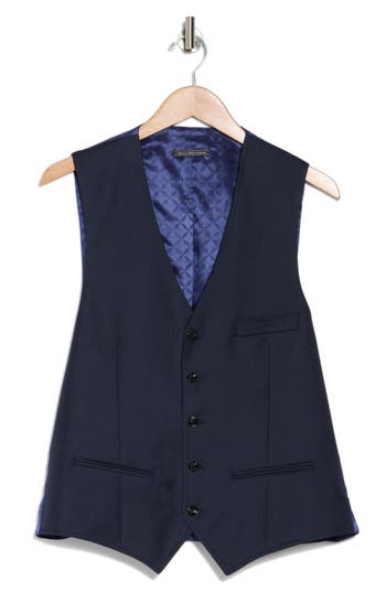 Ted Baker London Troy Trim Fit Wool Vest In Navy