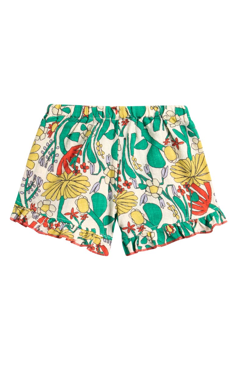 Bobo Choses Color Herbalist Ruffle Hem Organic Cotton Shorts, Alternate, color, Multicolor Green