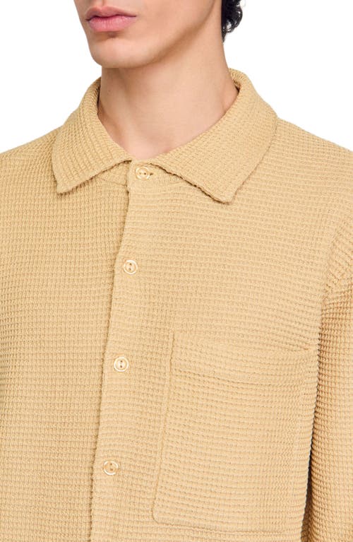 Sandro Oversized Knit Shirt In Nut