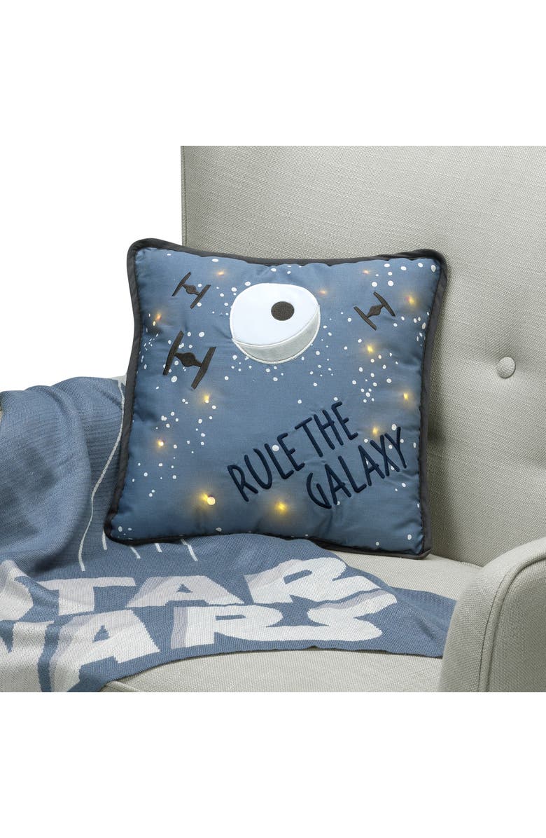 Lambs & Ivy Star Wars Signature Galaxy LED Light-Up Decorative Throw Pillow, Alternate, color, Blue