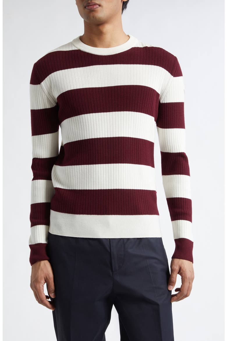 Rugby Stripe Wool Sweater, Main, color, BURGUNDY STRIPE