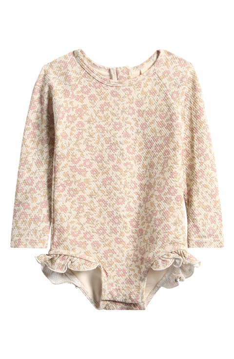 Olivia Floral Long Sleeve Piqué One-Piece Swimsuit (Baby)