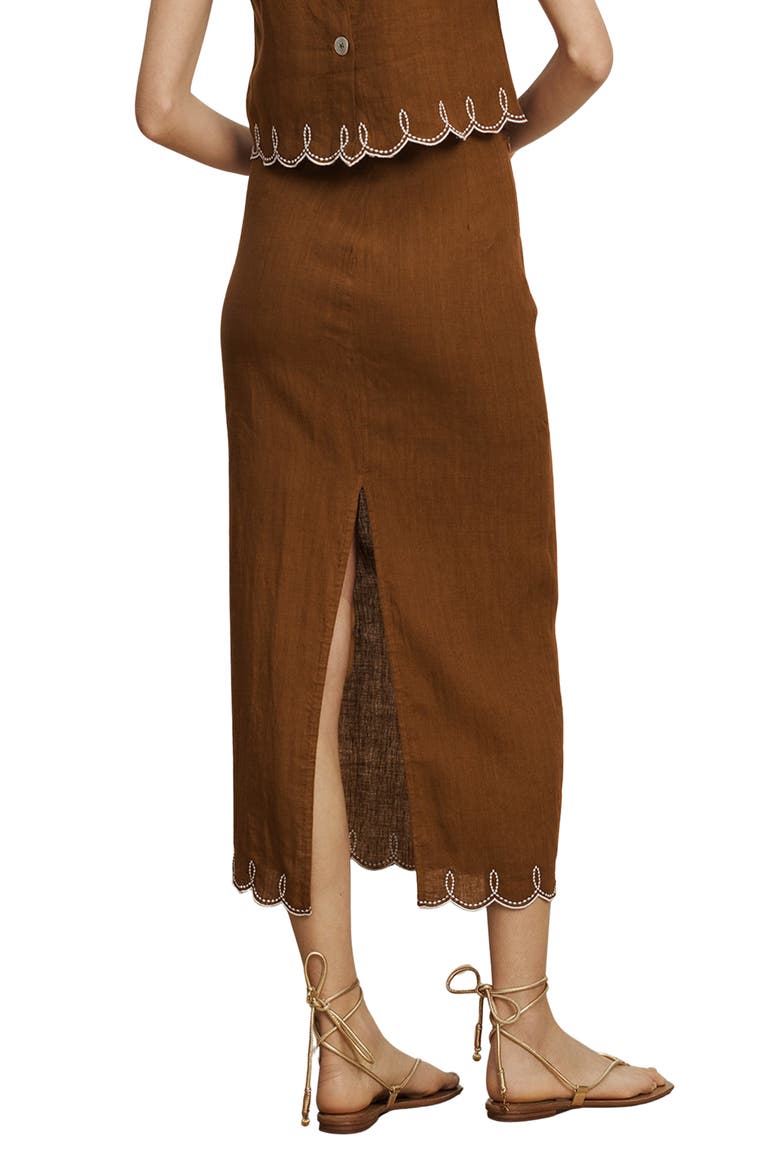 Malou Scallop Maxi Skirt, Alternate, color, DEEP OCHRE