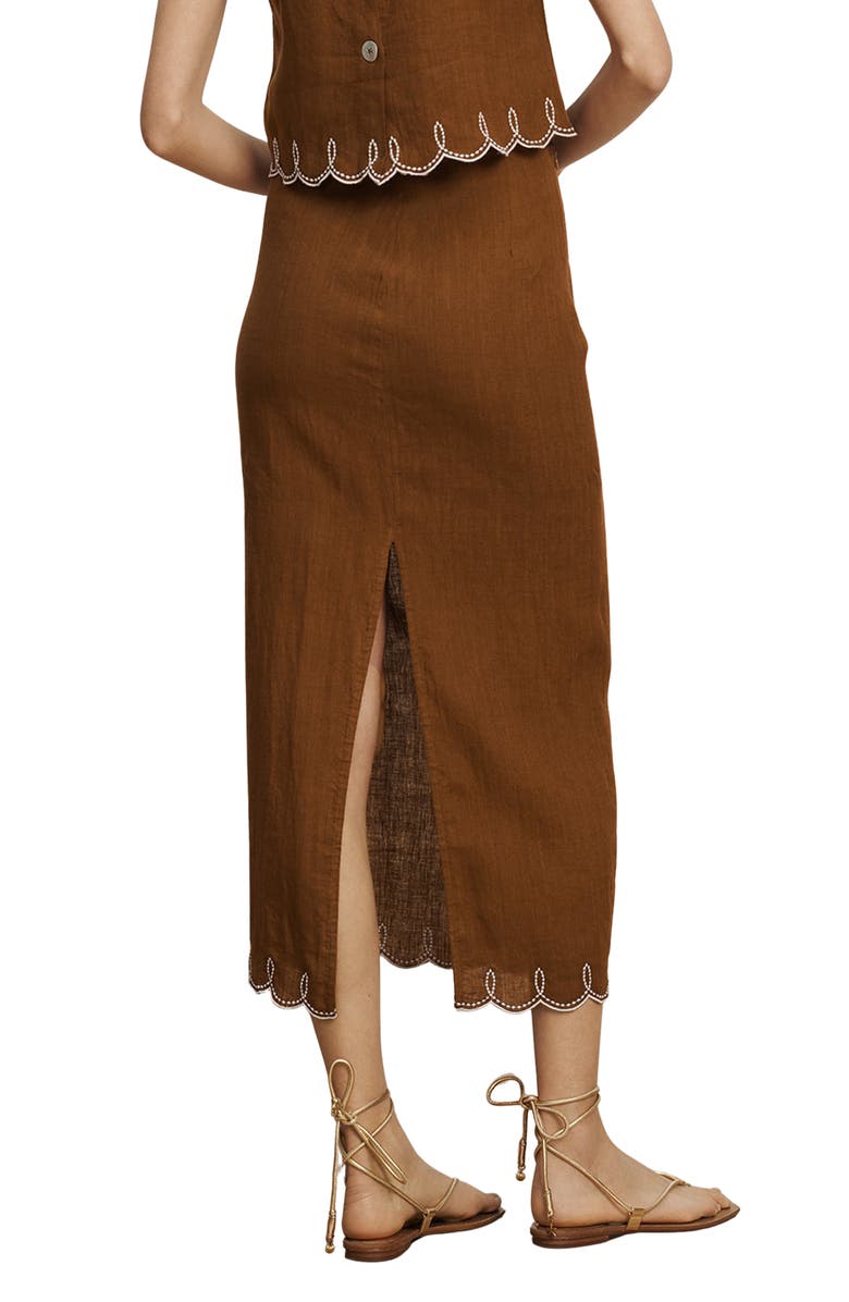Veronica Beard Malou Scallop Maxi Skirt, Alternate, color, Deep Ochre