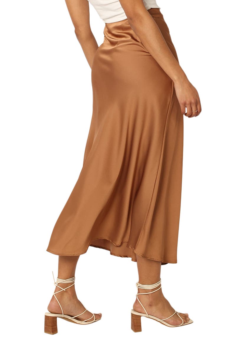 Nellie Satin Maxi Skirt, Alternate, color, BROWN