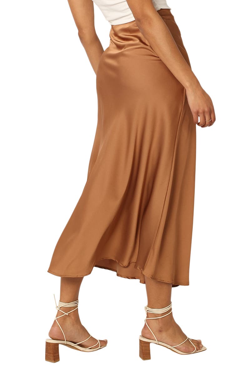 Petal & Pup Nellie Satin Maxi Skirt, Alternate, color, Brown