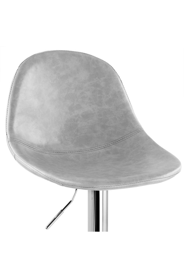 2 Piece Adjustable Faux Leather Bucket Bar Stools, Alternate, color, Gray