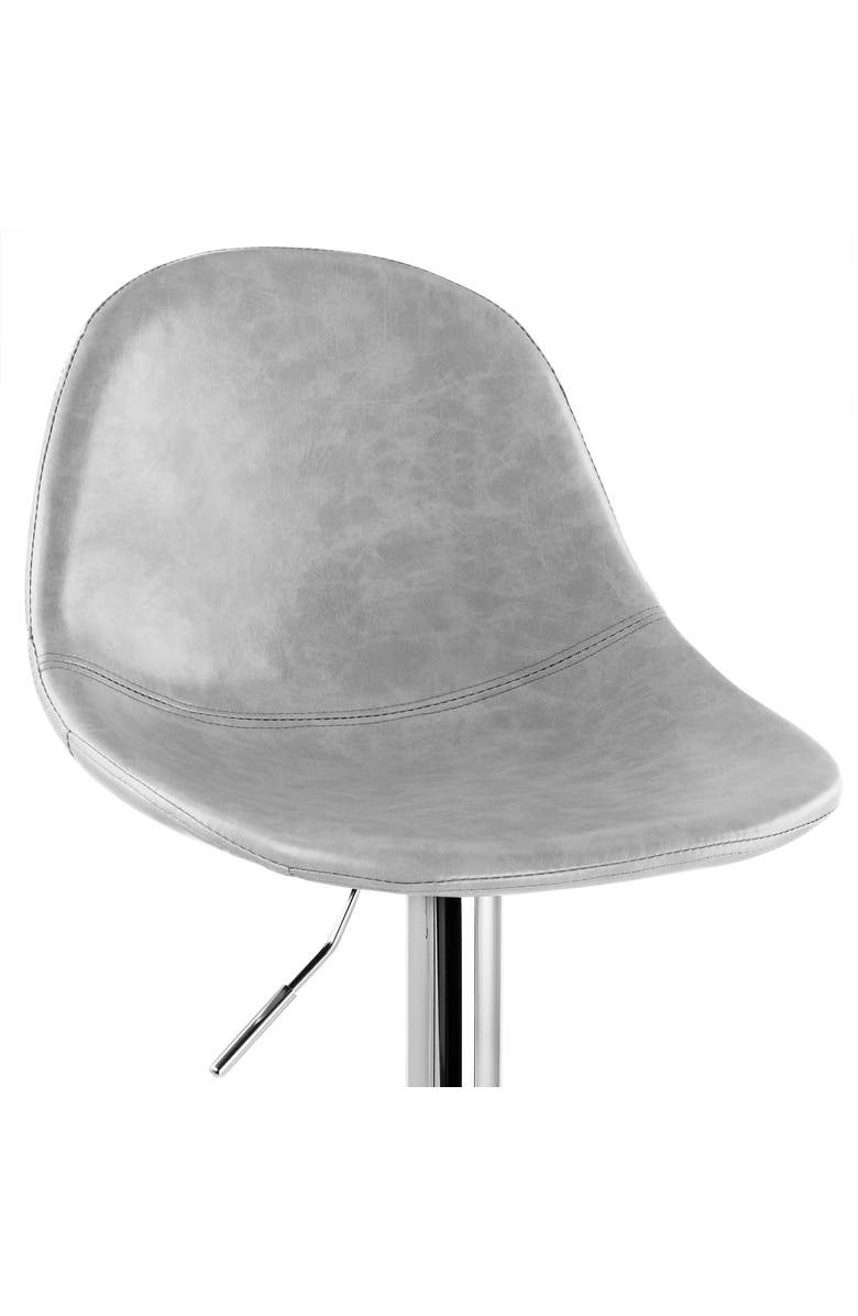 Elama 2 Piece Adjustable Distressed Faux Leather Bucket Bar Stools, Alternate, color, Gray