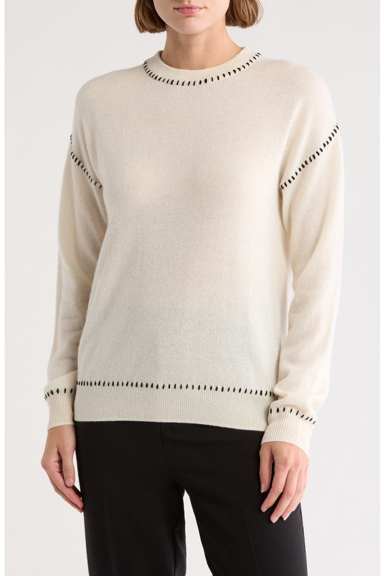 Whipstich Cashmere Crew Sweater, Main, color, IVORY