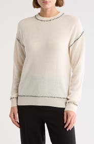 Bruno Magli Whipstich Cashmere Crew Sweater