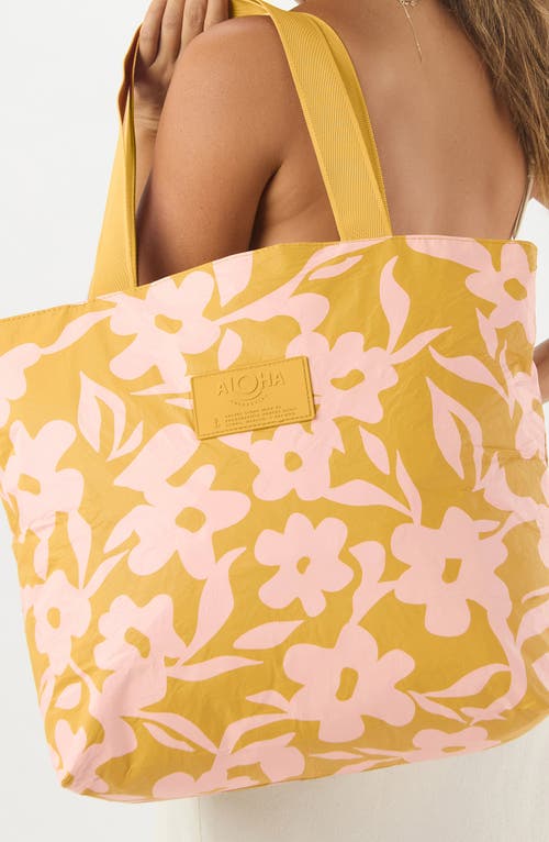 Aloha Collection Day Tripper Fall Flowers Water Resistant Tyvek® Tote In Yellow