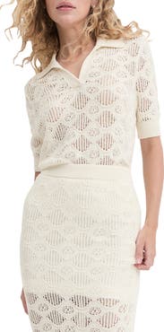 Favorite Daughter The Courtside Open Stitch Polo Sweater