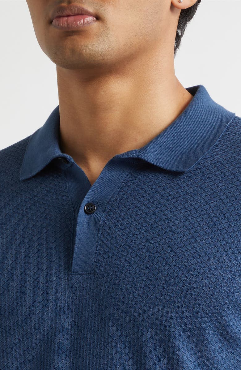 John Smedley Calun Textured Sea Island Cotton Polo, Alternate, color, Delft Blue