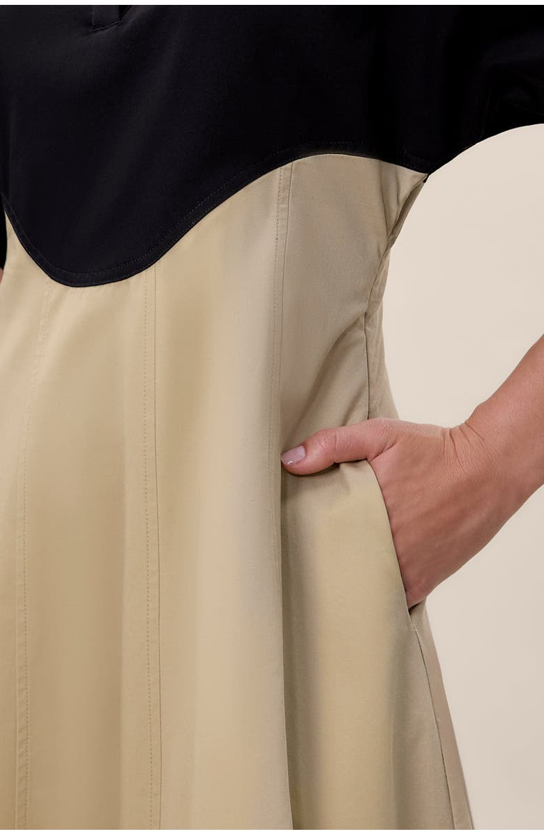 Rebecca Taylor Elspeth Colorblock Dress, Alternate, color, Black/Tan