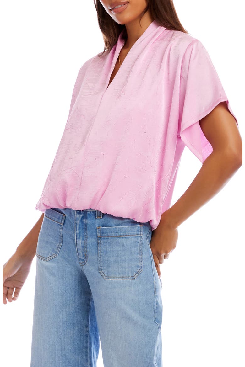 Crushed Satin V-Neck Top, Alternate, color, PINK