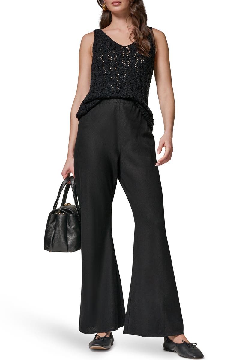 Donna Karan New York Linen Blend Ankle Wide Leg Pants, Alternate, color, Black