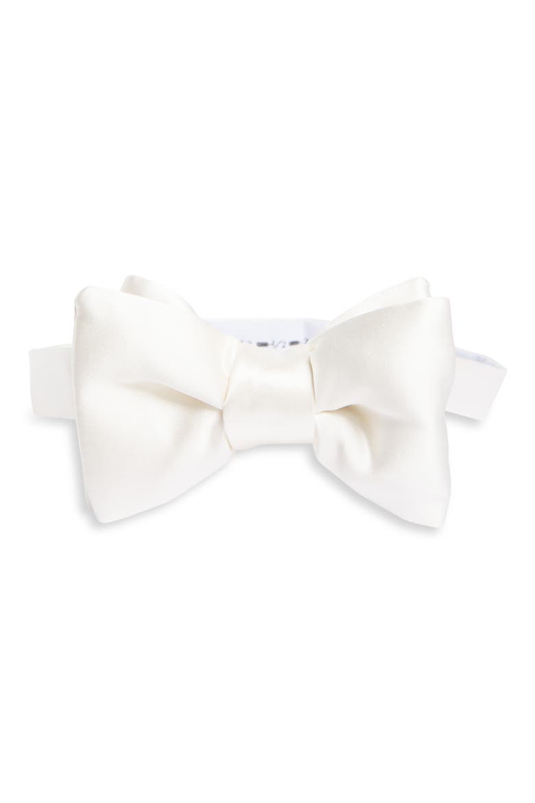 Pre-Tied Silk Twill Bow Tie, Main, color, AW001 OPTICAL WHITE
