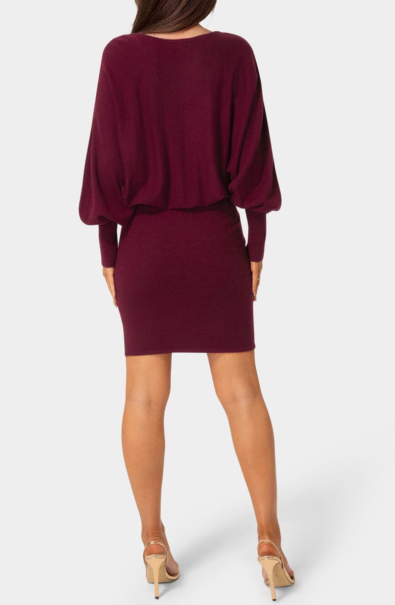 bebe Scoop Neck Dolman Sleeve Sweater Dress, Alternate, color, Wine
