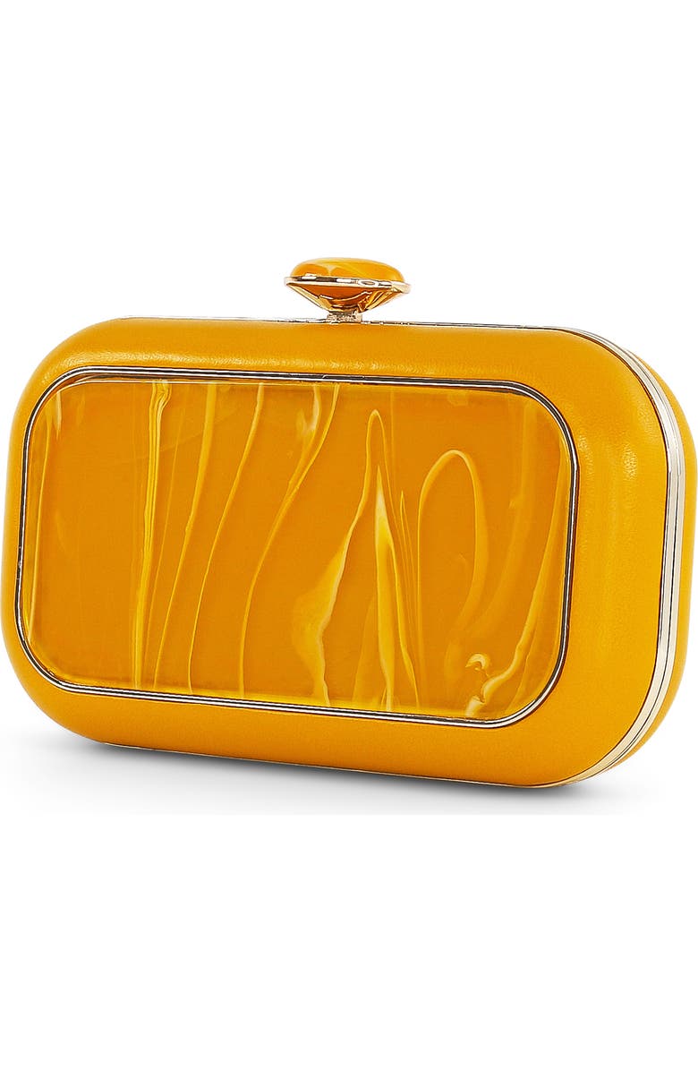 BADGLEY MISCHKA Jordan Acrylic Medallion Minaudiere, Alternate, color, Honey
