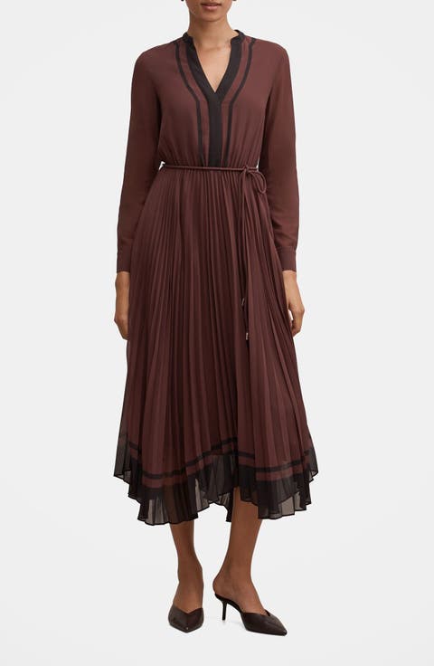 Marnie Pleated Long Sleeve Maxi Dress