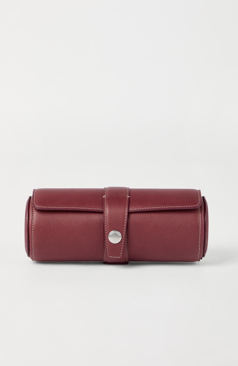 Brunello Cucinelli Calfskin watch case, Alternate, color, Burgundy