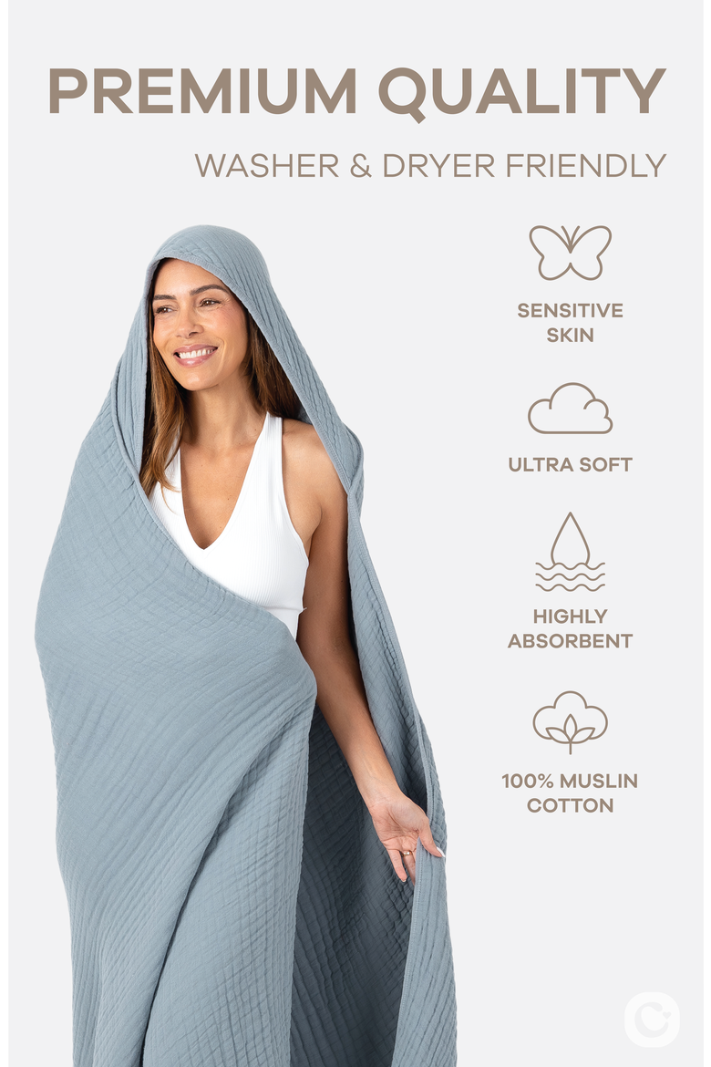 Adult Muslin Hooded Towel, Alternate, color, Pacific Blue