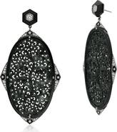 Fred Leighton Carved Black Jade & Diamond Pendant Drop Earrings