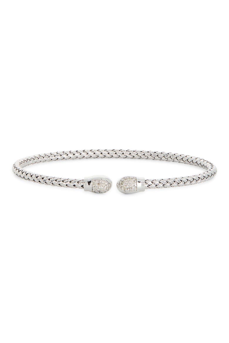 Diamond Woven Cuff Bracelet, Main, color, WHITE GOLD