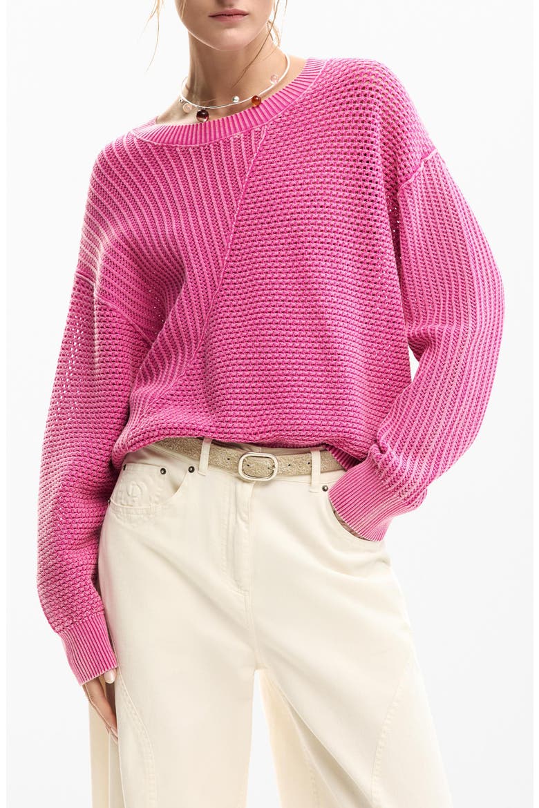 Fine Gauge Crewneck Sweater, Main, color, PINK