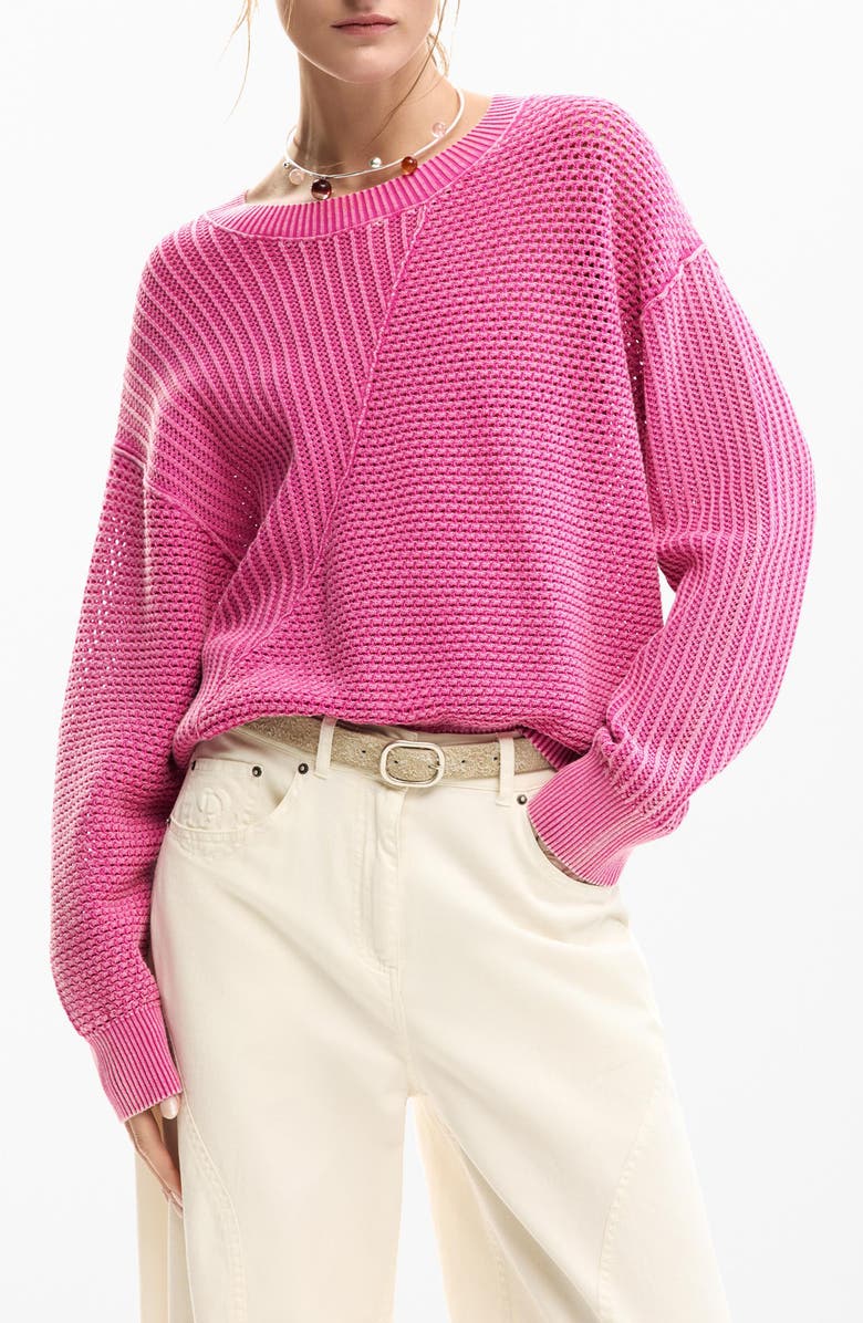 Desigual Fine Gauge Crewneck Sweater, Main, color, Pink
