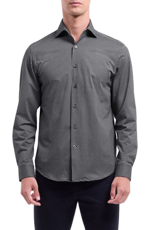 Bugatchi Devon Ooohcotton® Geo Print Button-up Shirt In Brown
