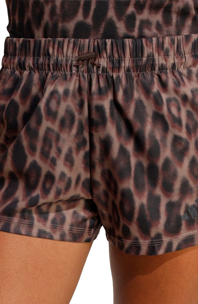 adidas Leopard Spot High Waist 3-Stripe Shorts, Alternate, color, 