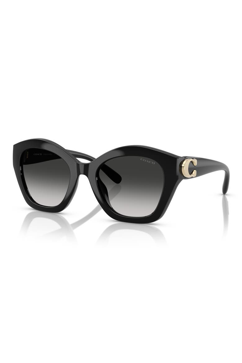 54mm Gradient Round Sunglasses, Alternate, color, BLACK / GREY GRADIENT