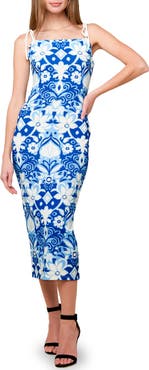 FLYING TOMATO Floral Tie Strap Midi Dress