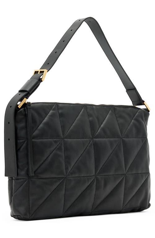 Allsaints Womens Black Edbury Quilted Leather Shoulder Bag In Black