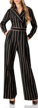 IVONNE Striped Jumpsuit with Side Pockets