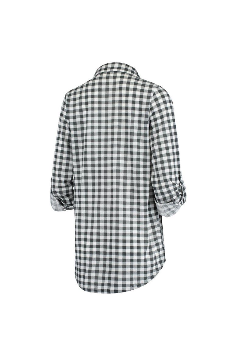 Women's Concepts Sport Charcoal Oakland Athletics Wanderer Long Sleeve Button-Up Nightshirt, Alternate, color, Charcoal