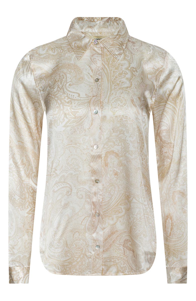 L'AGENCE Tyler Paisley Silk Shirt, Alternate, color, Vintage White Tnl Paisley