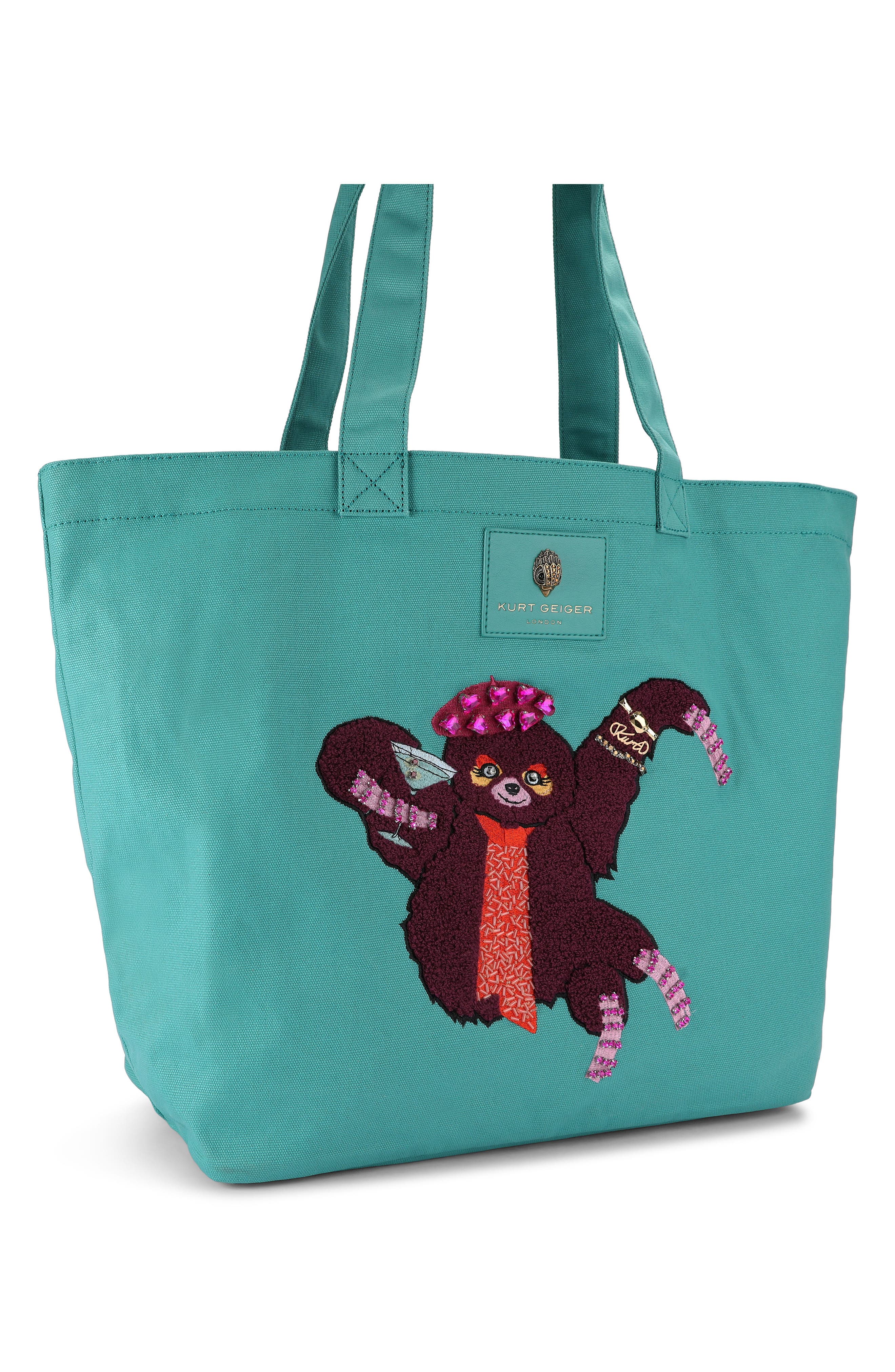 Holborn Shopper Patch Canvas Tote, Alternate, color, TURQUOISE SLOTH