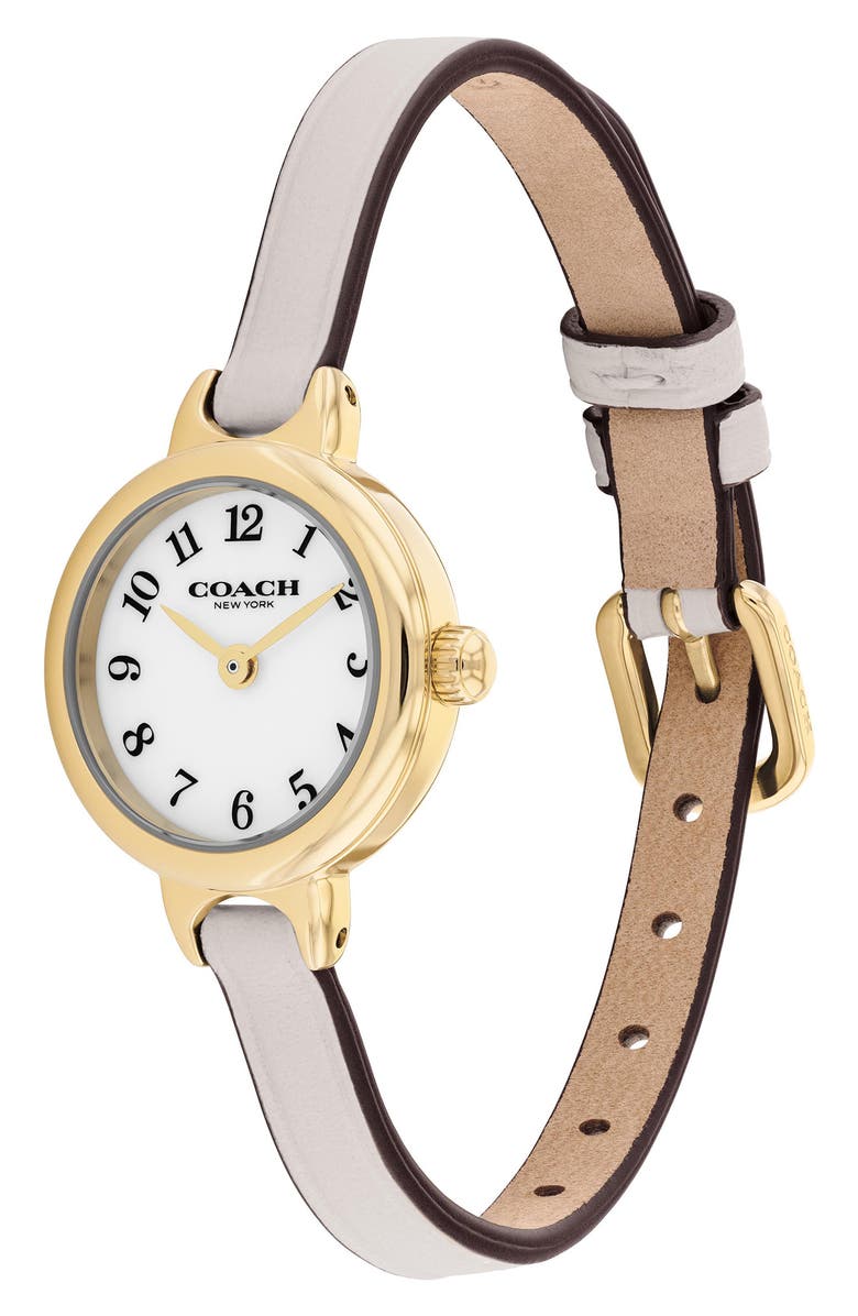 COACH Iris Leather Strap Watch, 22.5mm, Alternate, color, Chalk