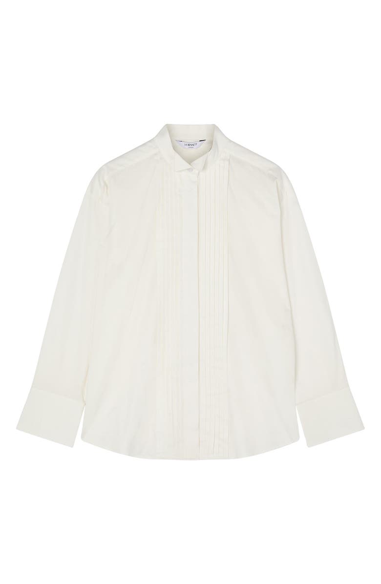 LK Bennett Colette Pleated Placket Cotton Button-Up Shirt, Alternate, color, 