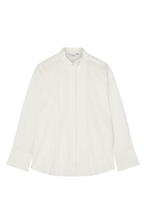 Lk Bennett Colette Pleated Placket Cotton Button-up Shirt In White