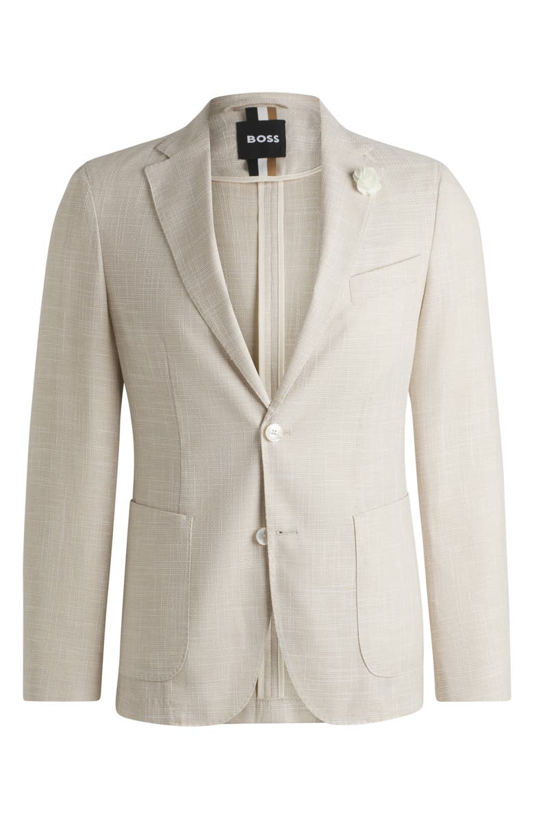 BOSS Hanry Slim Fit Slub Wool & Cotton Blend Sport Coat, Alternate, color, Open White