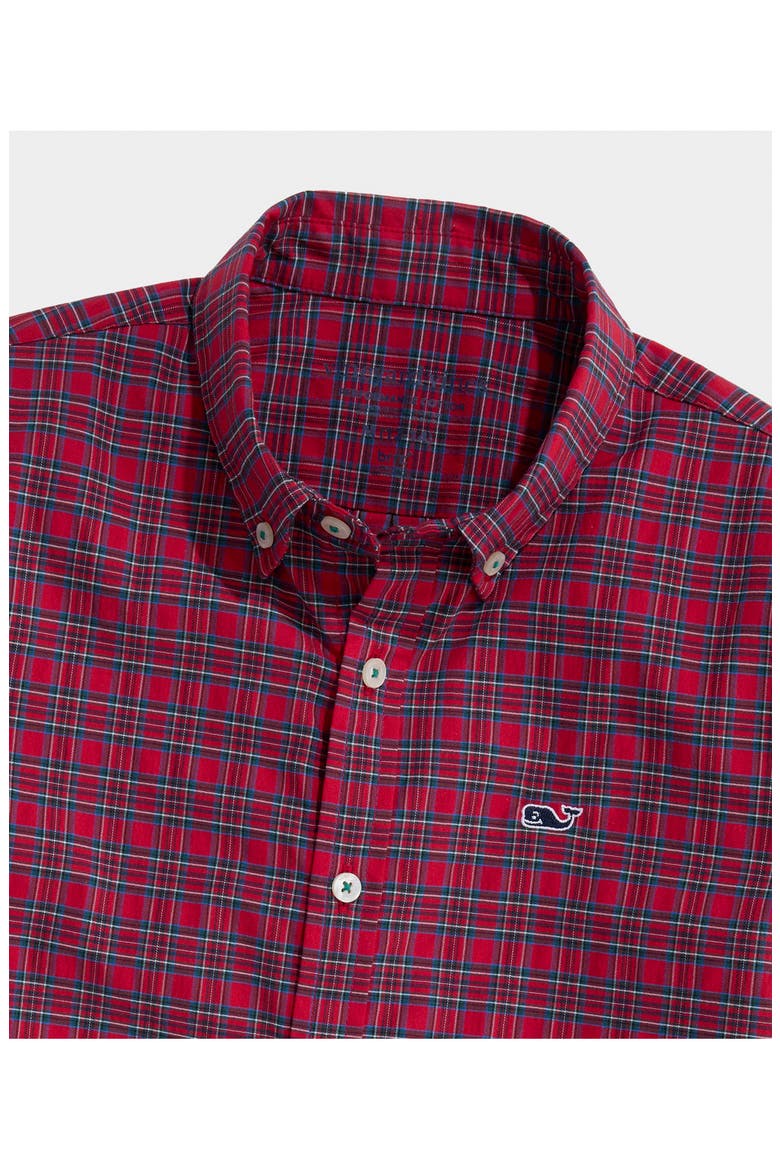 Kids' Tartan Performance Button-Down Shirt, Alternate, color, RED VELVET
