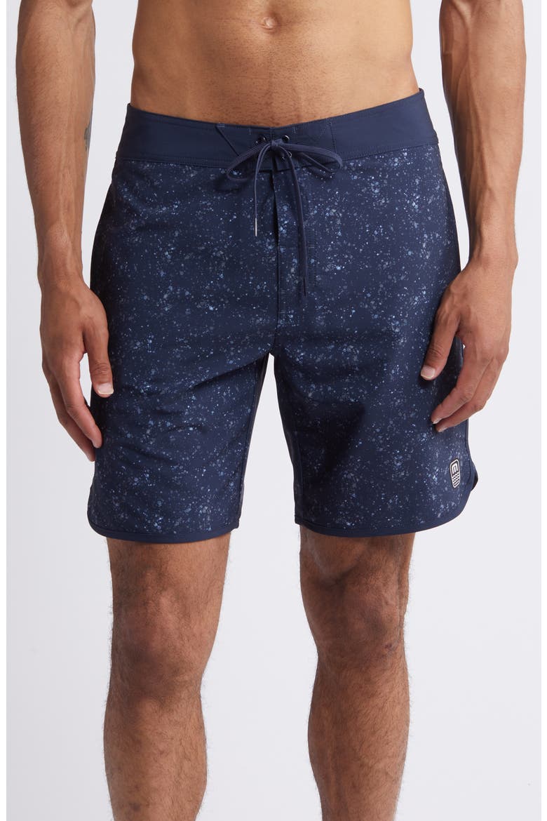 Mahalo Plenty Spatter Print Board Shorts, Main, color, TOTAL ECLIPSE