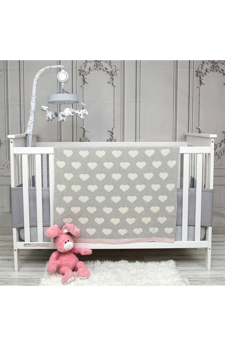 PARKLAND COLLECTION Heartcloud Transitional Light Grey Knitted 32" x 40" Baby Blanket, Alternate, color, Gray