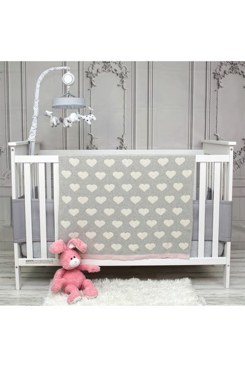 Parkland Collection Heartcloud Transitional Light Grey Knitted 32" X 40" Baby Blanket In Gray