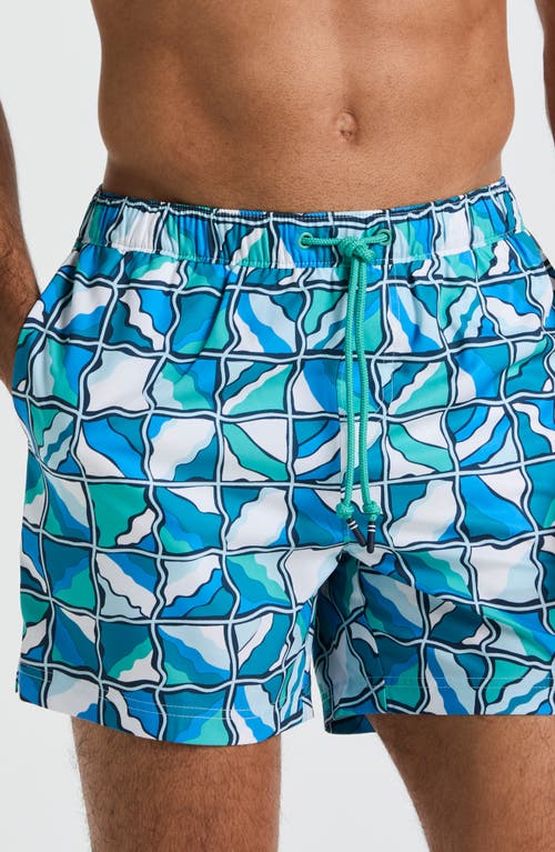 Original Penguin Wavy 5-inch Swim Trunks In Crystal Blue