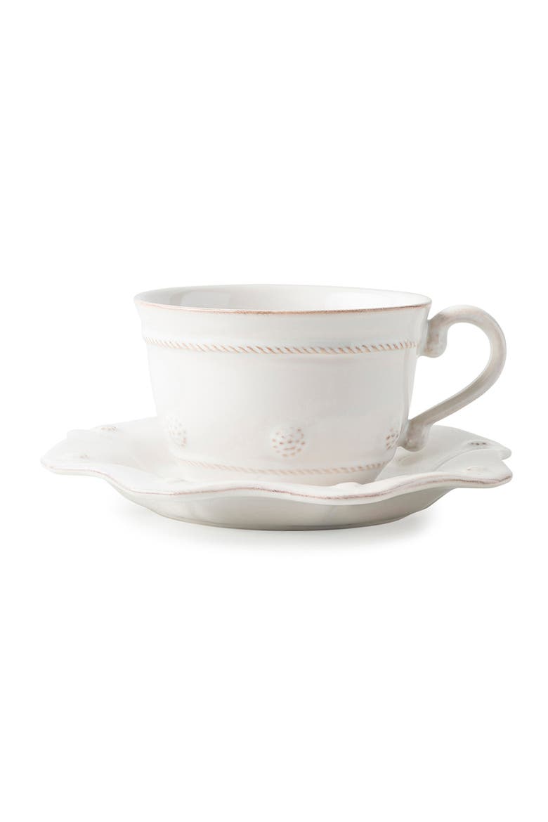 Berry & Thread Whitewash 5-Piece Place Setting with Teacup, Alternate, color, WHITEWASH