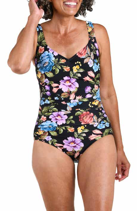 Queens Shirred Full Coverage One-Piece Swimsuit